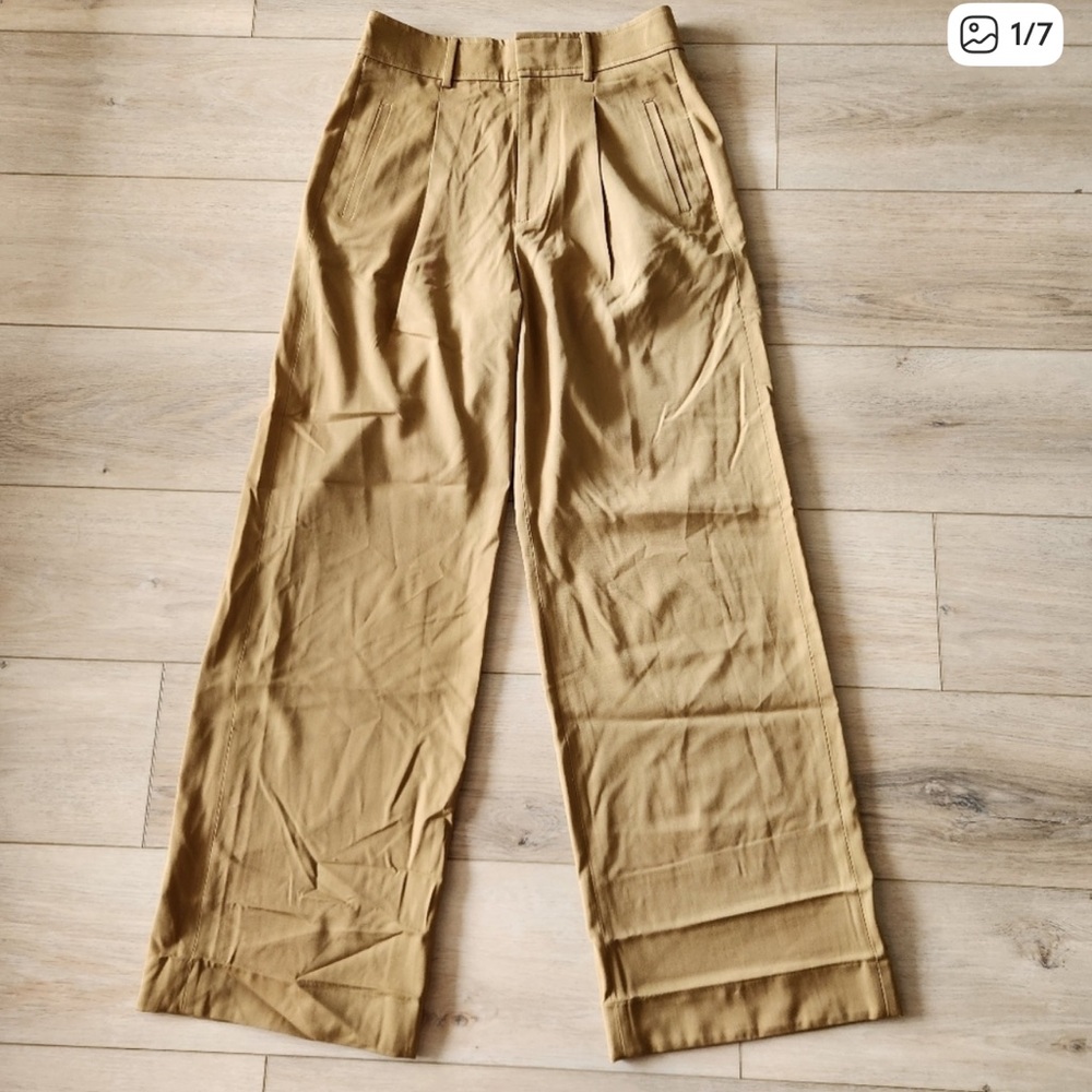 Everlane Wide Leg Trouser Pant Womens Size 2 Toasted Coconut Pleated Front